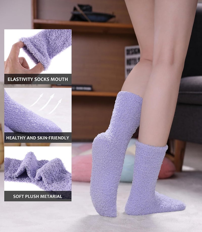 SDBING Fuzzy Socks for Women Soft Fluffy Home Sleeping Socks Cozy Warm Slipper Socks 6 or 5 Pairs - Image 2